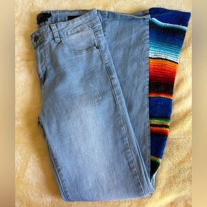 Lucky and Blessed Denim Serape Print Bell Bottoms